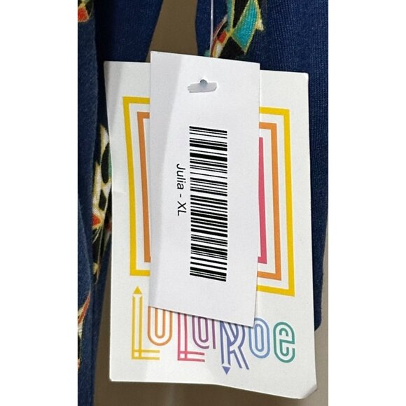 Women's LuLaRoe Julia Midi Shift Dress Leaf Pattern Polyester Blend Size XL-NWT - Picture 14 of 16